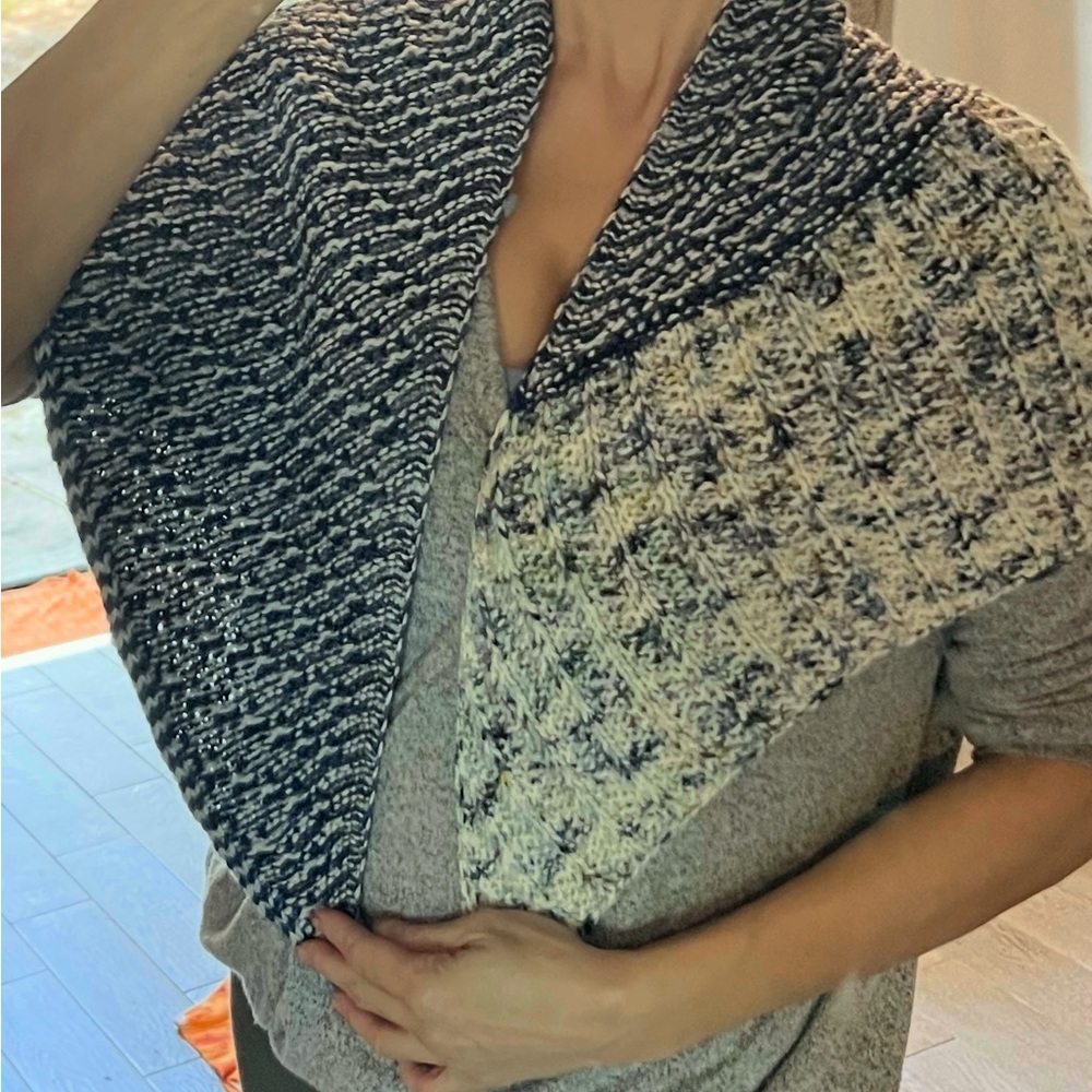 Elegant Blue and White Knit Scarf Shawl Custom Made & Brand New